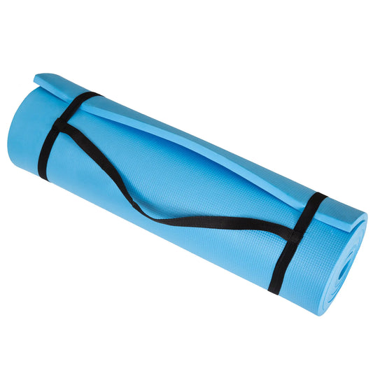 Extra Thick Non-Slip Yoga Mat – 1/2" Foam with Carrying Strap (Light Blue)